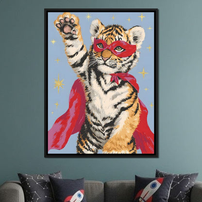 Superhero Tiger Cub Rising Canvas Wall Art
