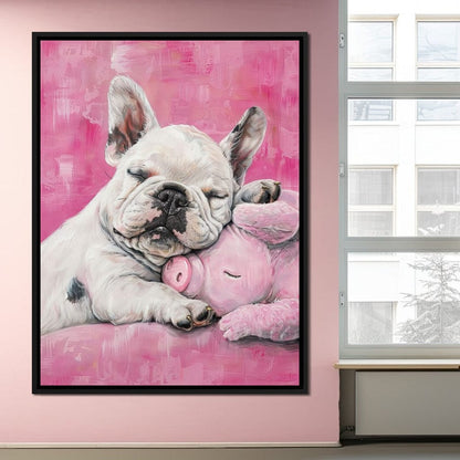 Slumbering Frenchie Dreams Canvas Wall Art