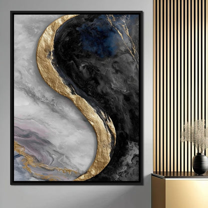 Gilded Moonstone Abstract Flow Canvas Wall Art
