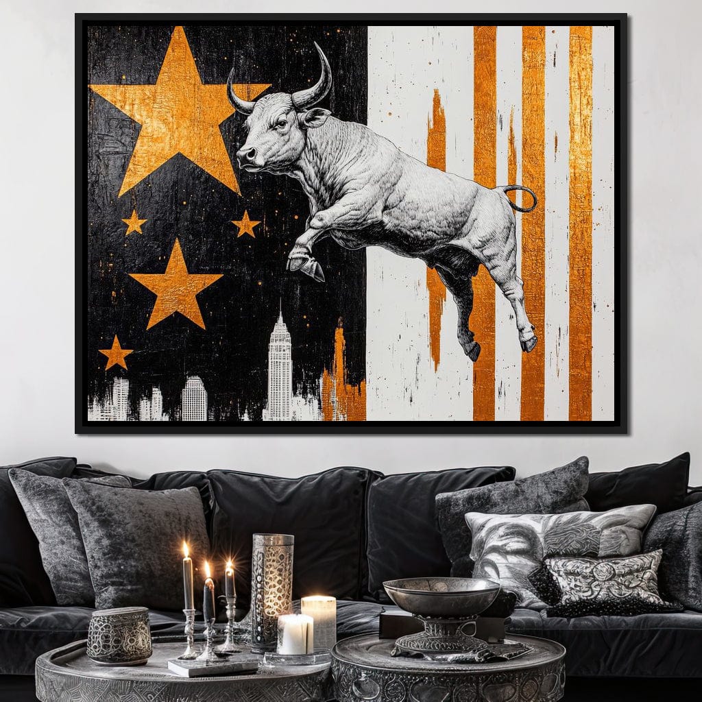 Bull Triumphs City Dreams Canvas Wall Art