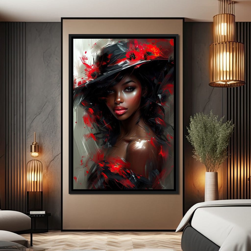 Sable Elegance with Poppy Flair Canvas Wall Art