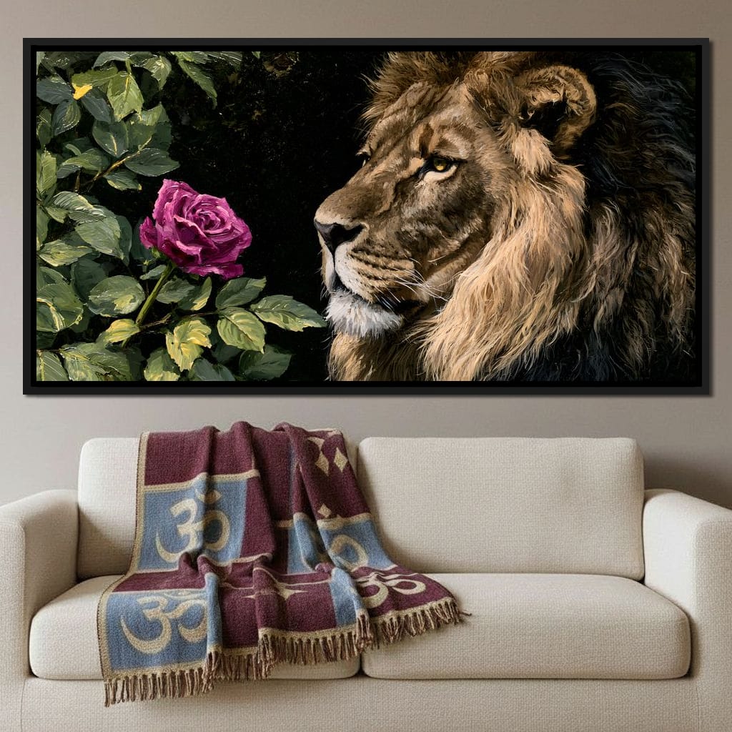 Gentle King Lion Finds Solitude Canvas Wall Art