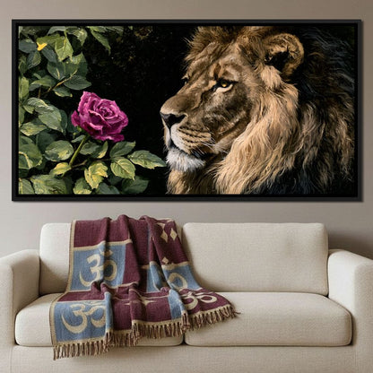 Gentle King Lion Finds Solitude Canvas Wall Art