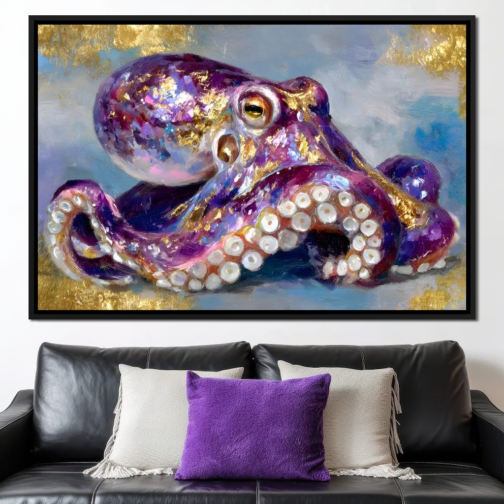 Gilded Violet Octopus Dream Canvas Wall Art