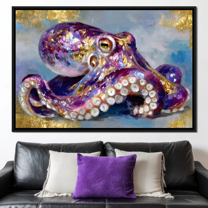 Gilded Violet Octopus Dream Canvas Wall Art