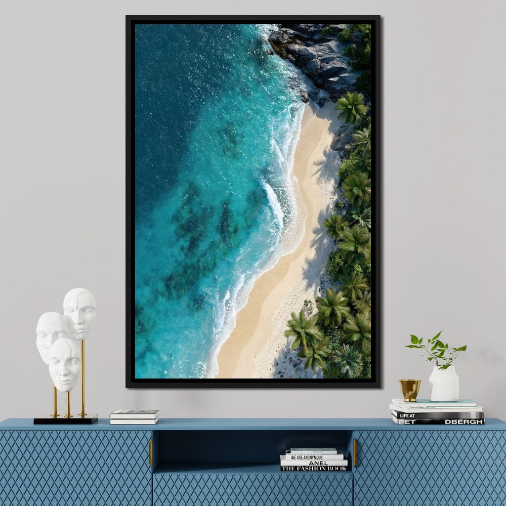 Tropical Cove Aerial Shoreline Canvas Wall Art