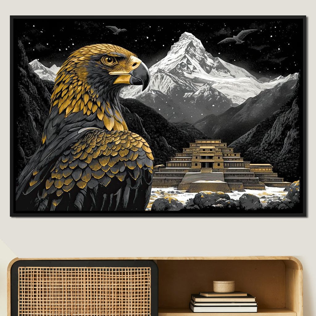 Majestic Aztec Golden Eagle Canvas Wall Art