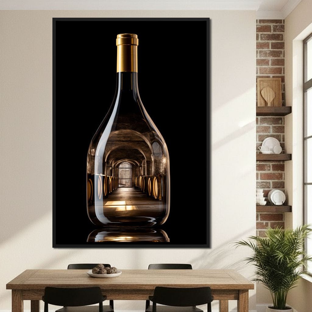 Golden Cellar Bottle Portal Canvas Wall Art