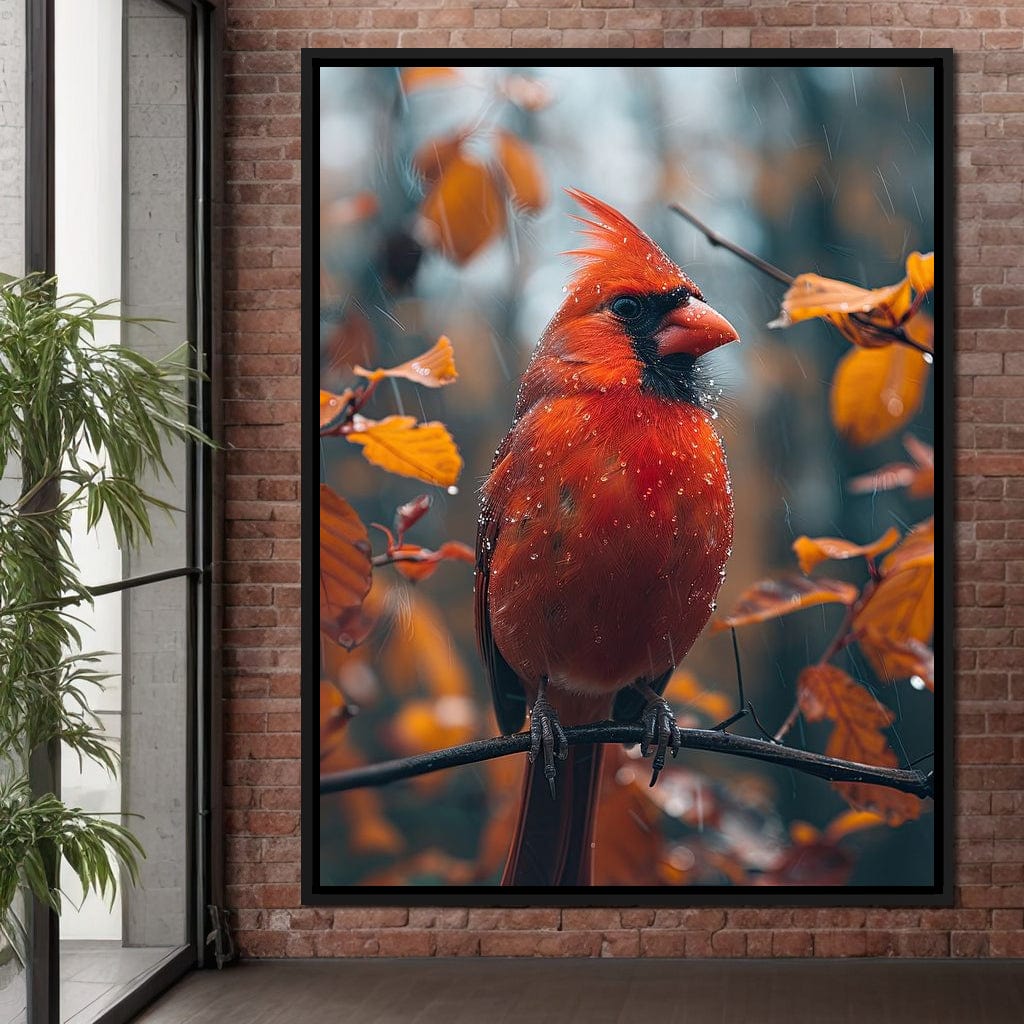 Autumn Cardinal's Perch Canvas Wall Art
