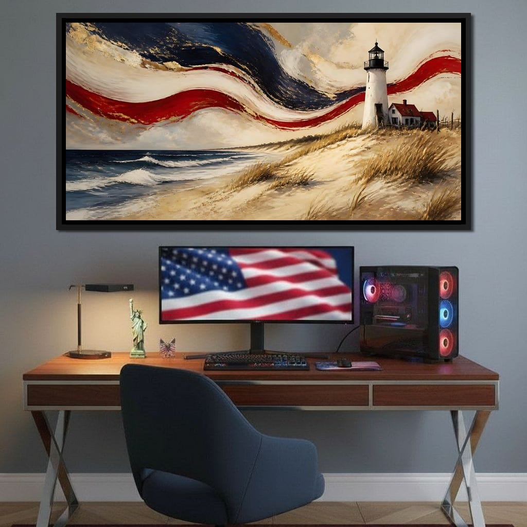 Coastal Beacon Of Freedom Canvas Wall Art