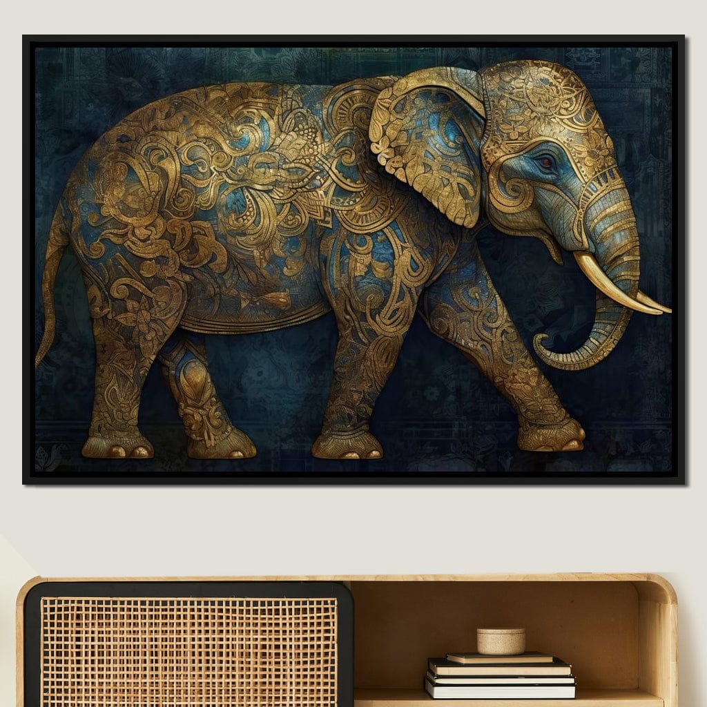 Gilded Grey Elephant Canvas Wall Art