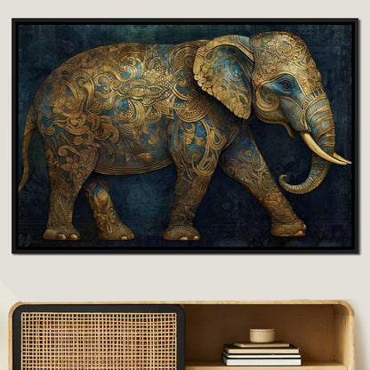 Gilded Grey Elephant Canvas Wall Art