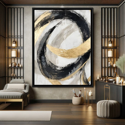 Golden Flow Rhythms Canvas Wall Art