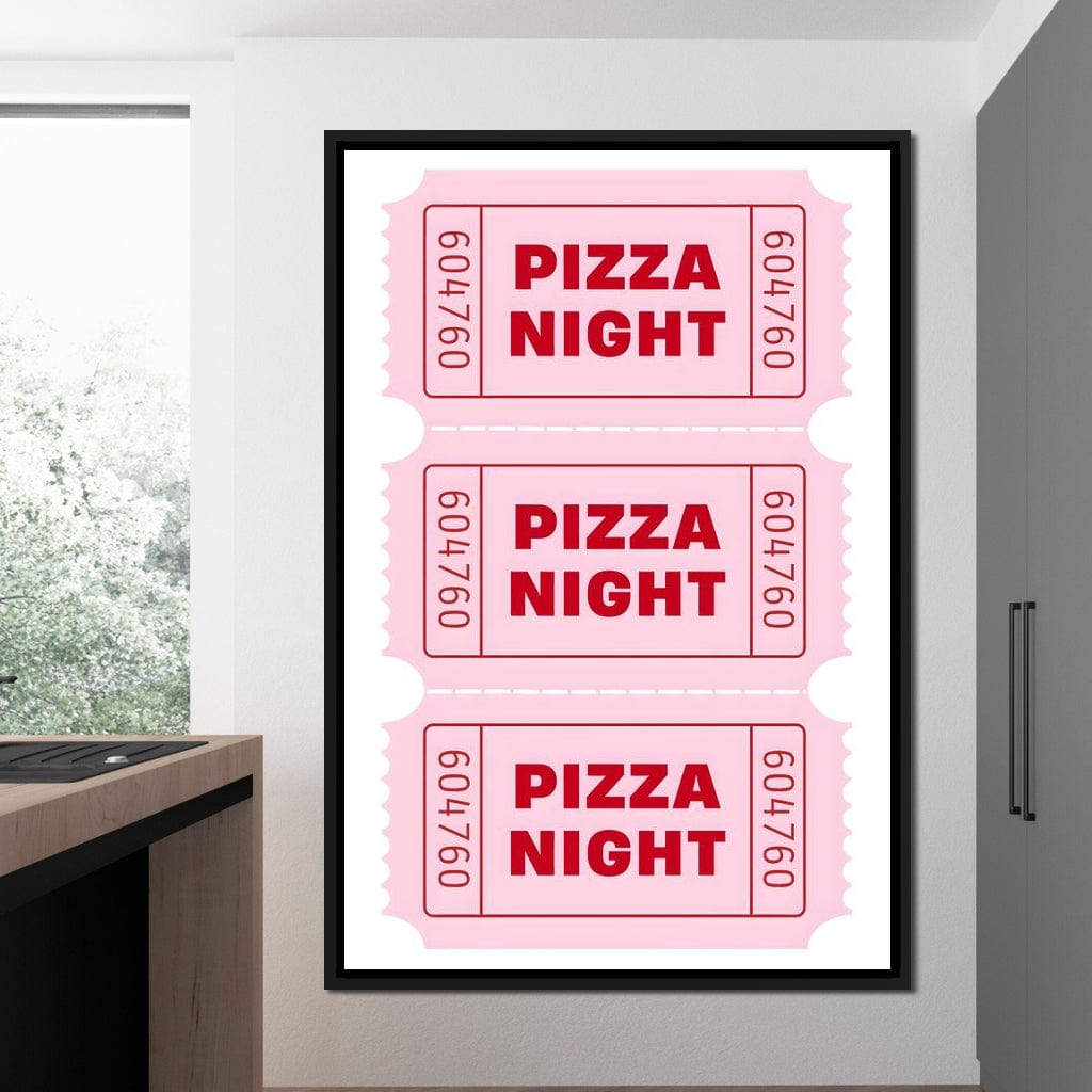 Retro Pizza Night Raffle Tickets Canvas Wall Art