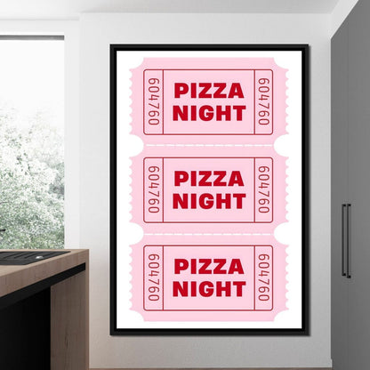 Retro Pizza Night Raffle Tickets Canvas Wall Art