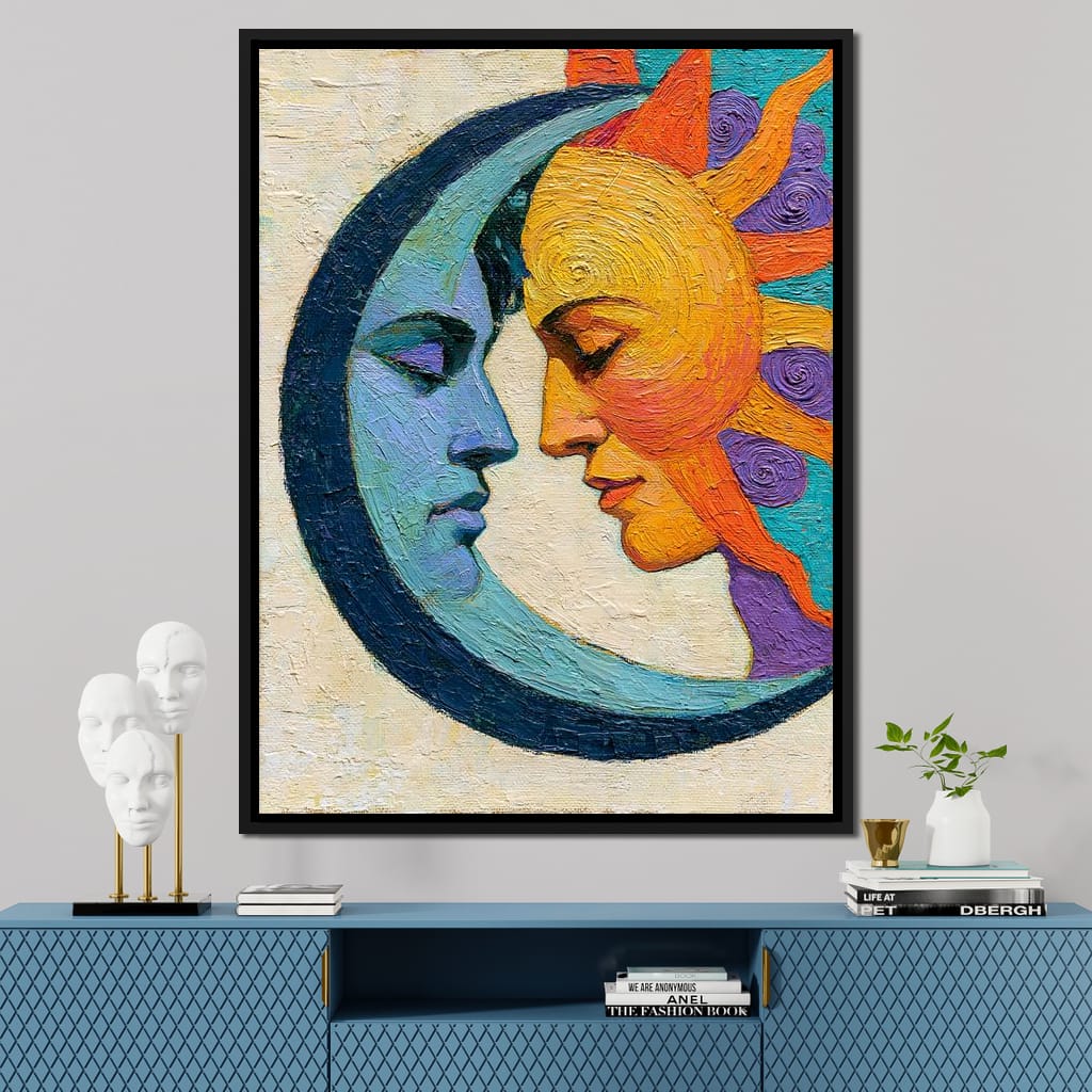 Celestial Lovers Meeting Across Time Canvas Wall Art