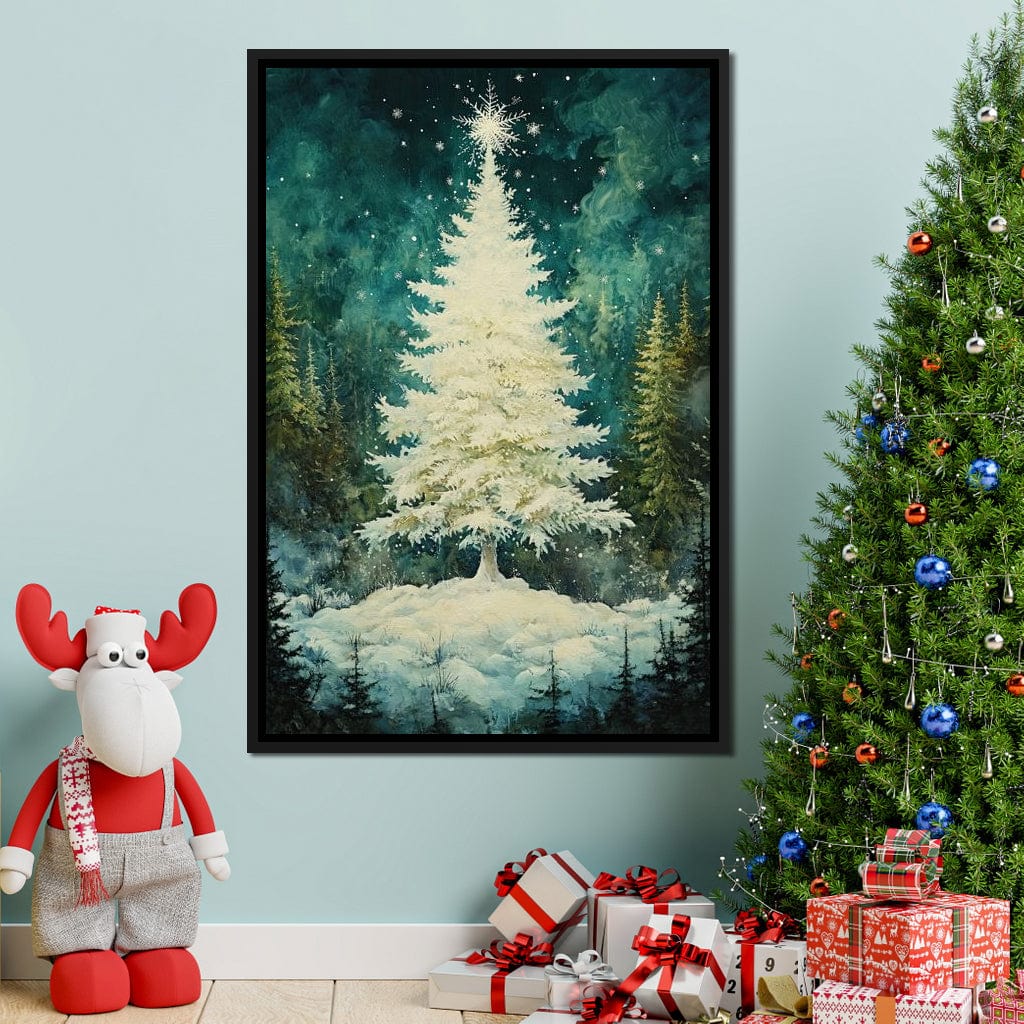 Enchanted Christmas Tree Radiance Canvas Wall Art