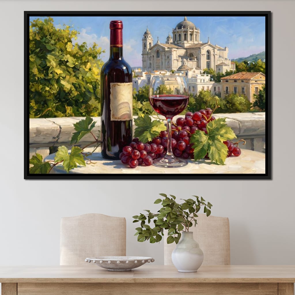 Vintage Wine Harvest Near Cathedral Canvas Wall Art
