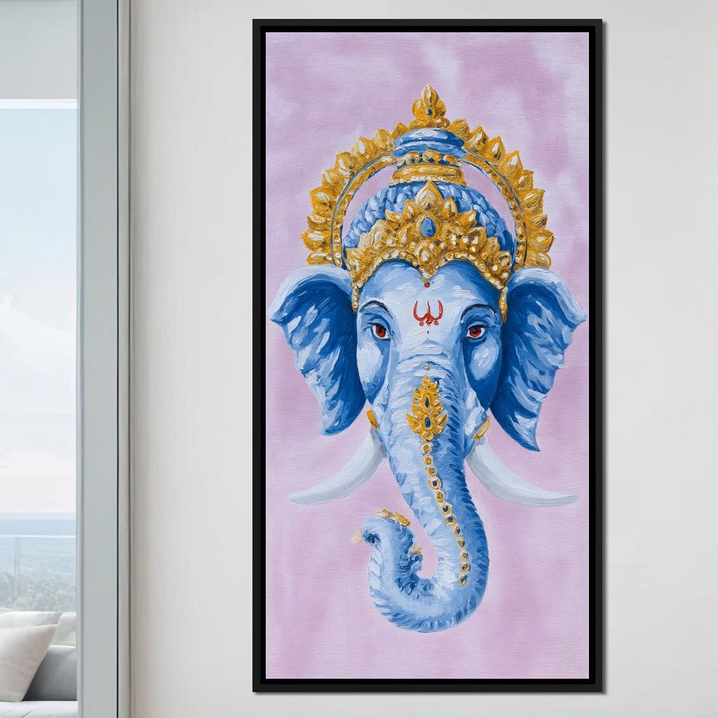 Sacred Blue Ganesha Majesty Canvas Wall Art