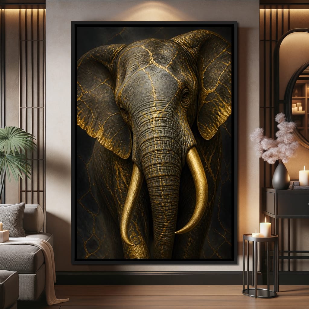 Elephant Gilded Wisdom Canvas Wall Art