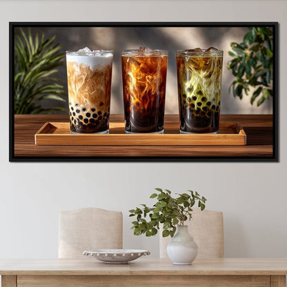 Swirling Bubble Tea Trio Canvas Wall Art