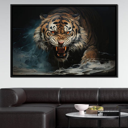 Angry Siberian Tiger Canvas Wall Art