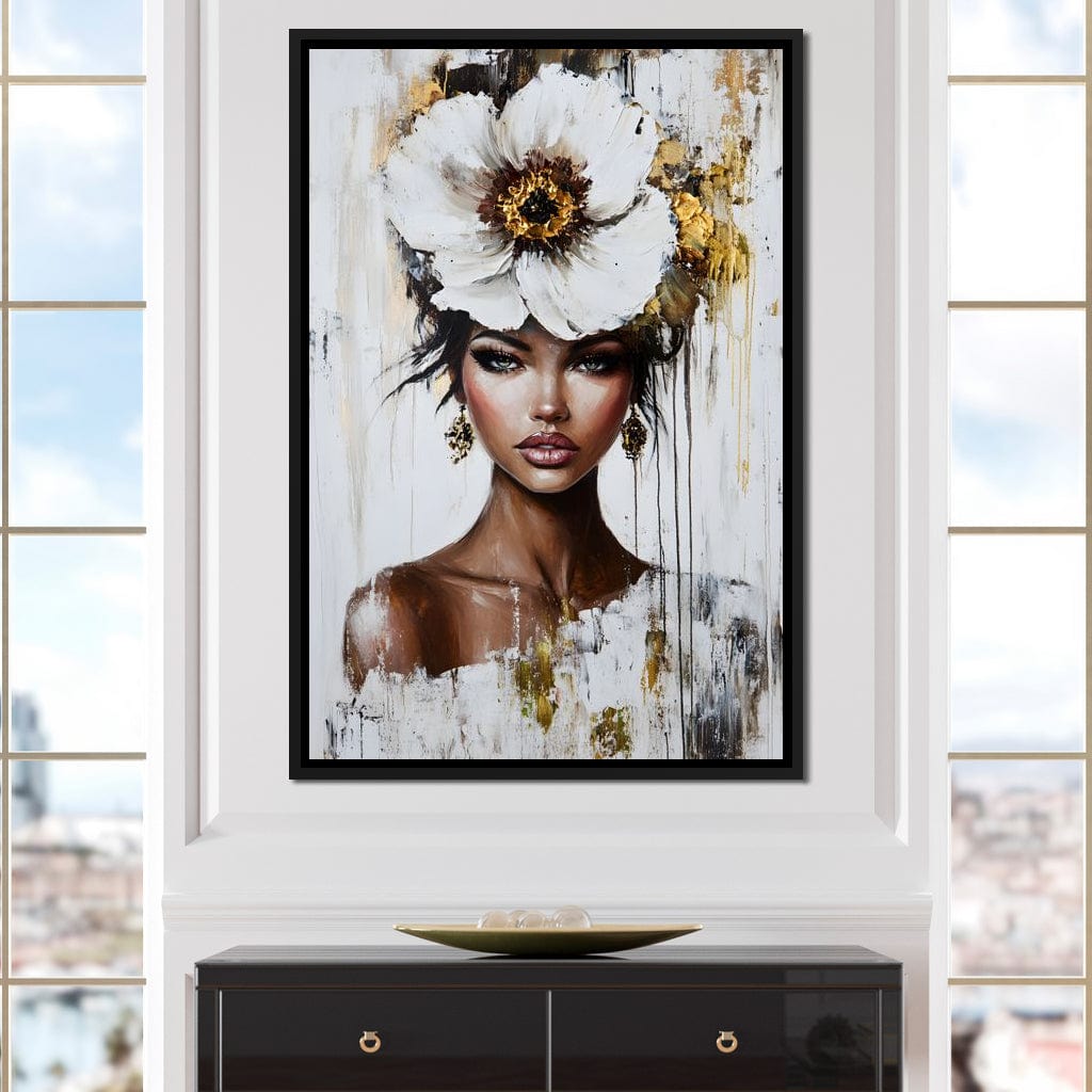 Golden Petal Elegance Canvas Wall Art