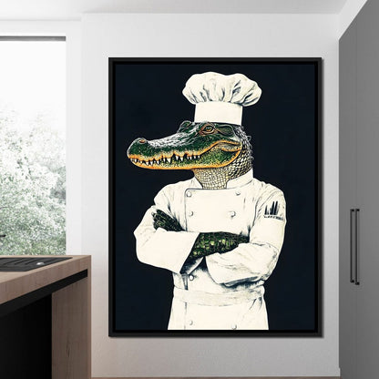 Gator Chef Culinary Humor Canvas Wall Art