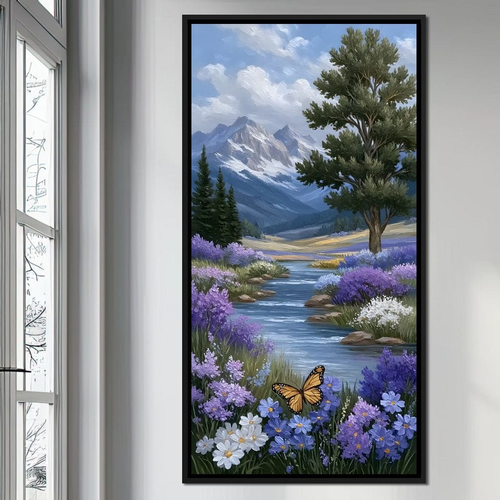 Mountain Meadow Butterfly Serenity Canvas Wall Art