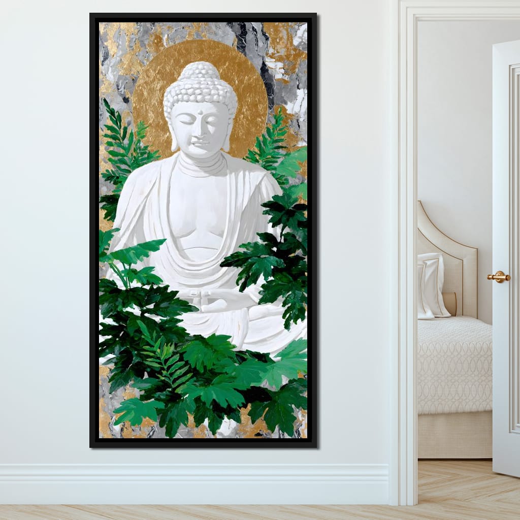 Golden Halo Buddha Garden Canvas Wall Art