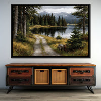 Alpine Lake Forest Pathway Canvas Wall Art