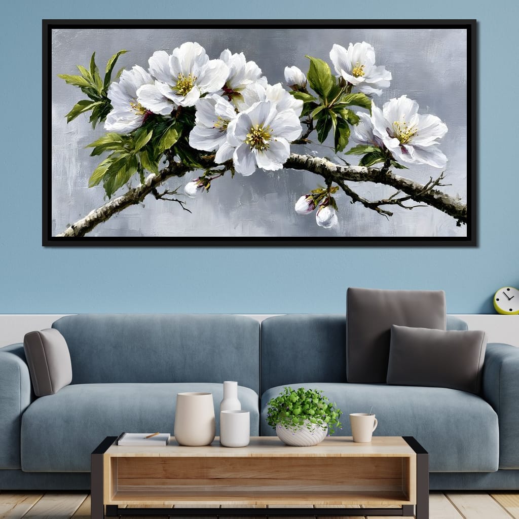 Soft Petals On Silver Morning Canvas Wall Art