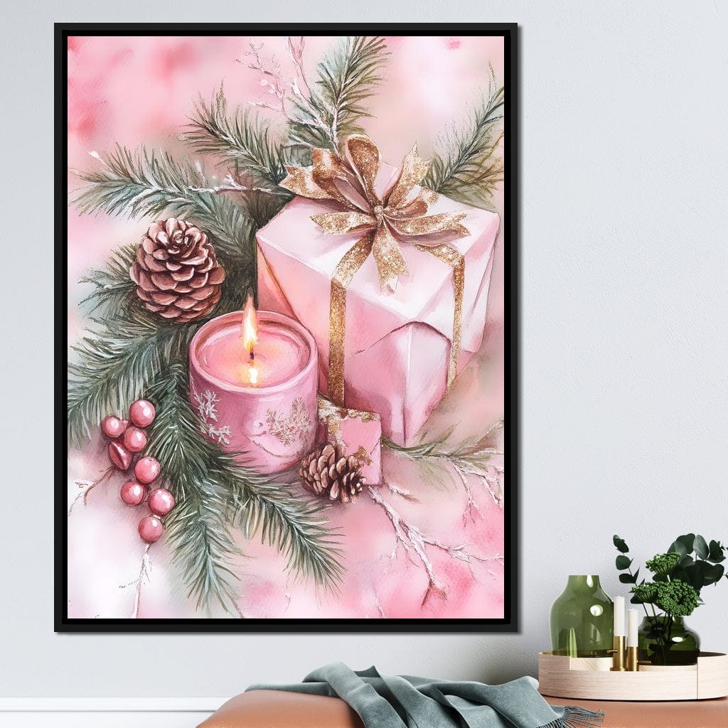 Festive Pine Gift Candle Radiance Canvas Wall Art