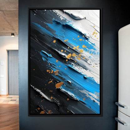 Sapphire Strokes Gold Specks 2 Canvas Wall Art