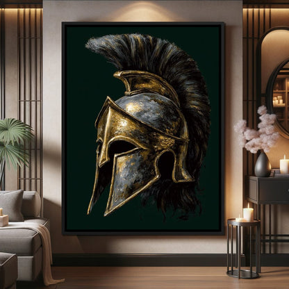 Gold Spartan Helm Battle Relic Canvas Wall Art