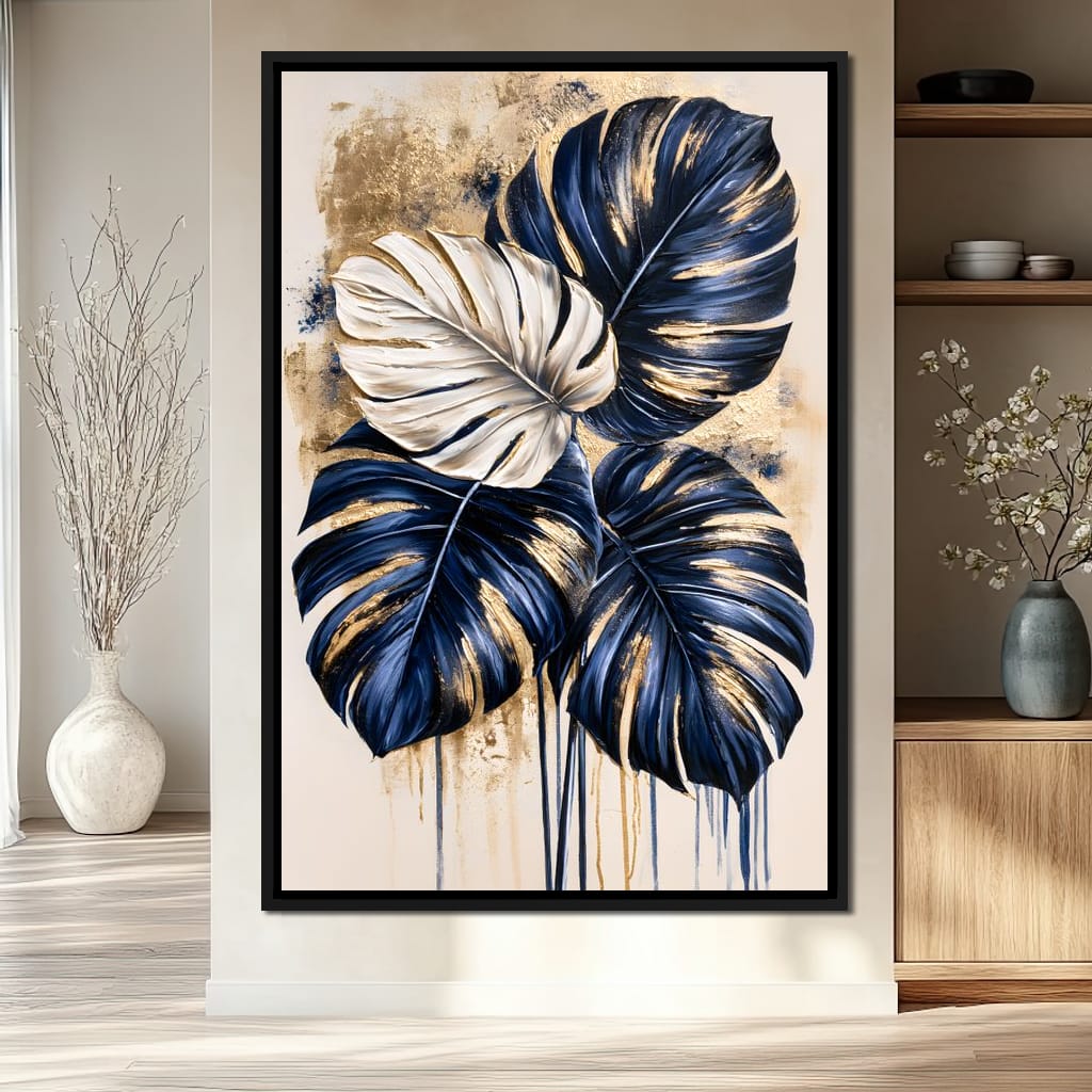 Gilded Foliage Under Midnight Skies Canvas Wall Art