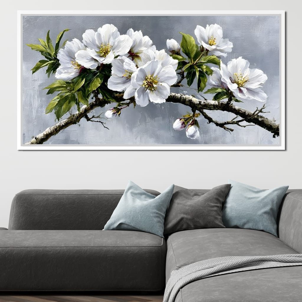 Soft Petals On Silver Morning Canvas Wall Art