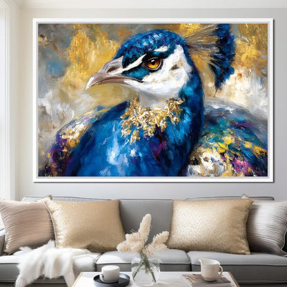 Regal Peacock Gold Radiance Canvas Wall Art