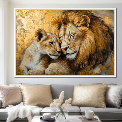 Golden Lions Canvas Wall Art