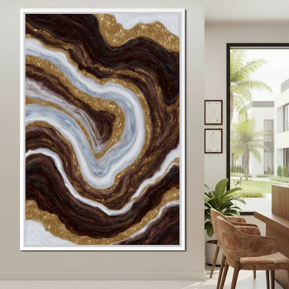 Gilded Marble River Flow Canvas Wall Art