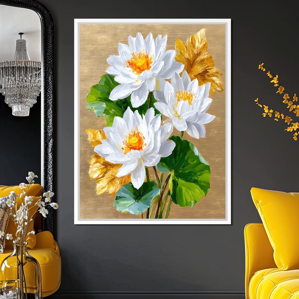 Golden Lotus Dreams Unfold Canvas Wall Art