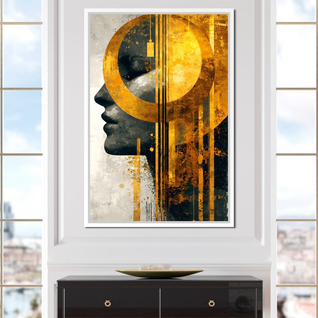 Golden Geometric Elegance Canvas Wall Art