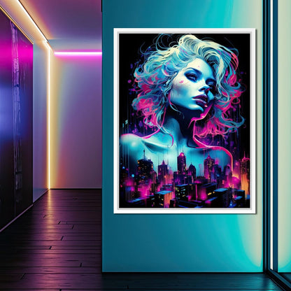 Neon Reverie Portrait 06 Canvas Wall Art