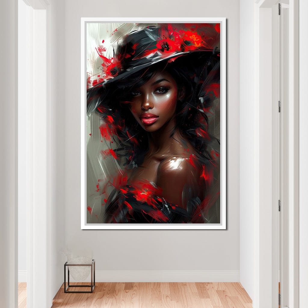 Sable Elegance with Poppy Flair Canvas Wall Art