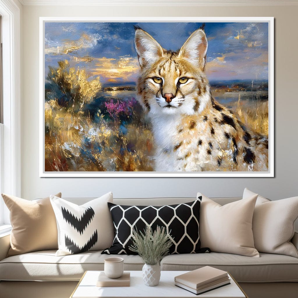 Savanna Serval Sunset Glow Canvas Wall Art