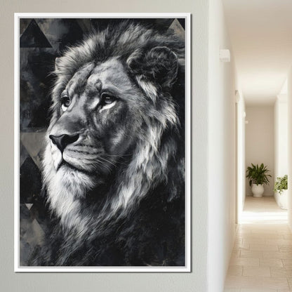Monochrome Lion King Portrait Canvas Wall Art