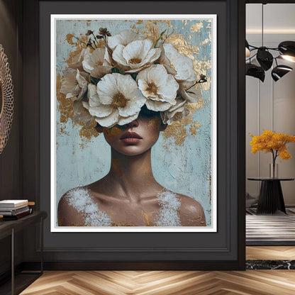 Golden Petal Silhouette Canvas Wall Art