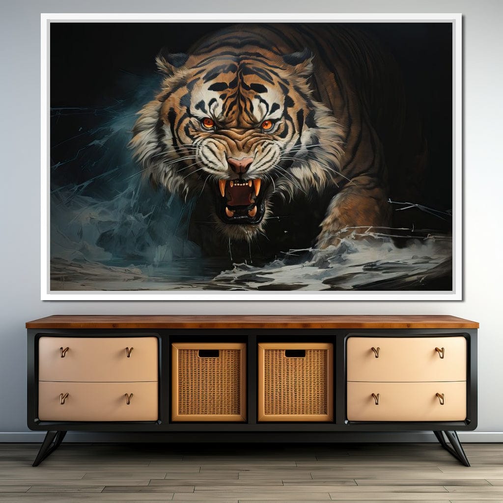 Angry Siberian Tiger Canvas Wall Art