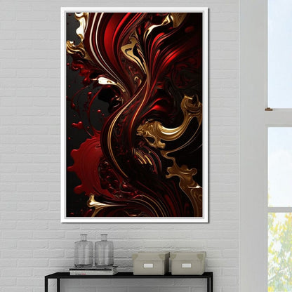 The Marble-Lux Collection: Dark Red & Vibrant Gold 09 Canvas Wall Art