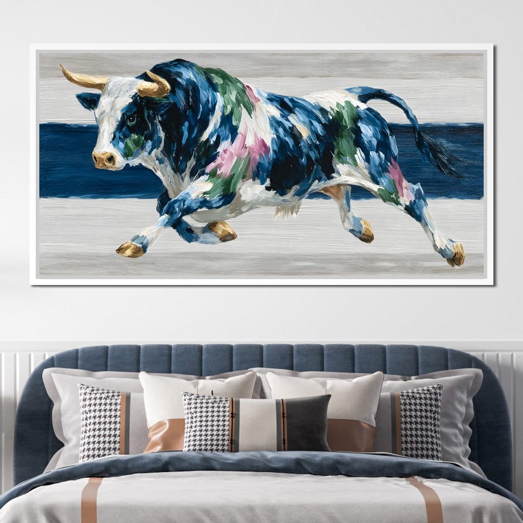 Charging Bull Color Fusion Canvas Wall Art